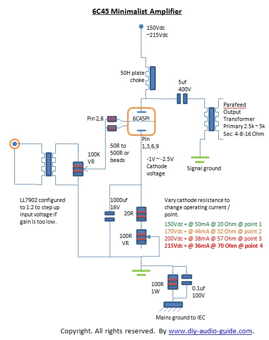 6c45 single ended triode amplifier